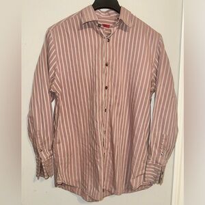 Alfani Light Maroon Striped Button Down Shirt